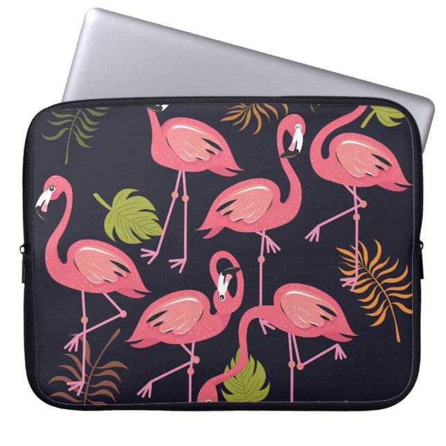 Flamingo's set, tropische vogel . laptop sleeve (Voorkant)