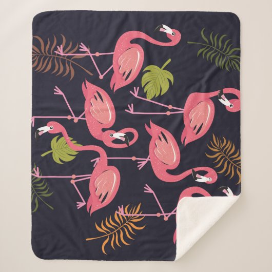 Flamingo's set, tropische vogel . sherpa deken (Voorkant)