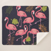 Flamingo's set, tropische vogel . sherpa deken (Voorkant (horizontaal))