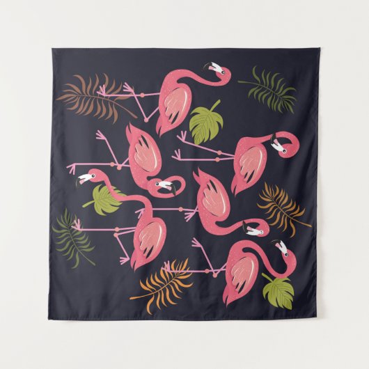 Flamingo's set, tropische vogel . wandkleed (Voorkant (horizontaal))