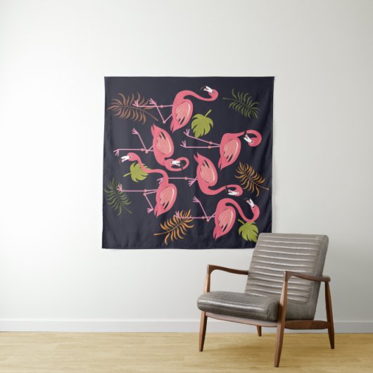 Flamingo's set, tropische vogel . wandkleed (In Situ (horizontaal))