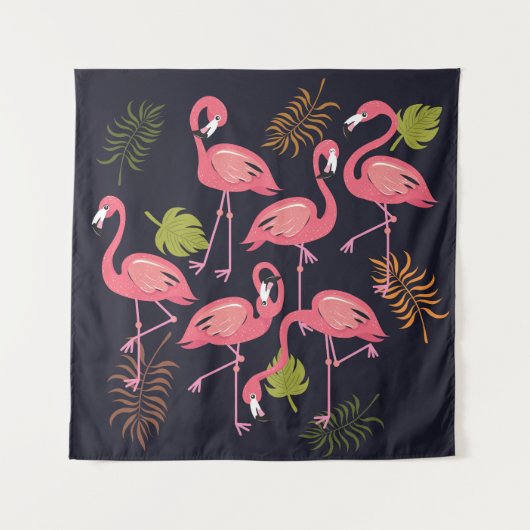 Flamingo's set, tropische vogel . wandkleed (Voorkant)