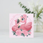 Flamingos Shower-uitnodiging Feestdagenkaart (Staand voorkant)