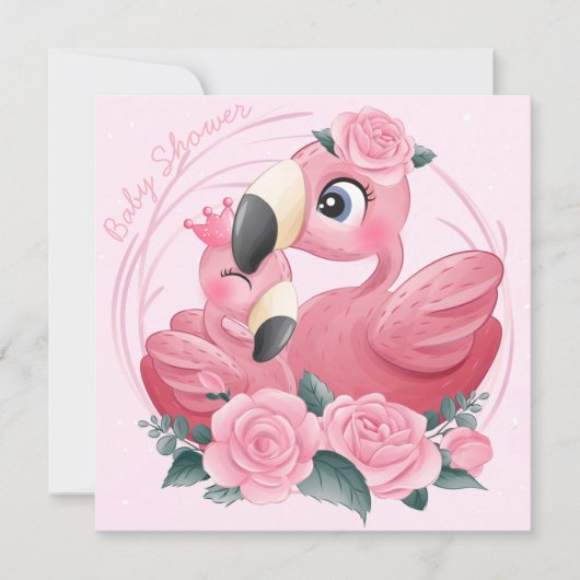 Flamingos Shower-uitnodiging Feestdagenkaart (Voorkant)