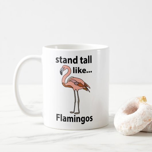 Flamingo's staan hoog als flamingo's koffiemok (Met donut)