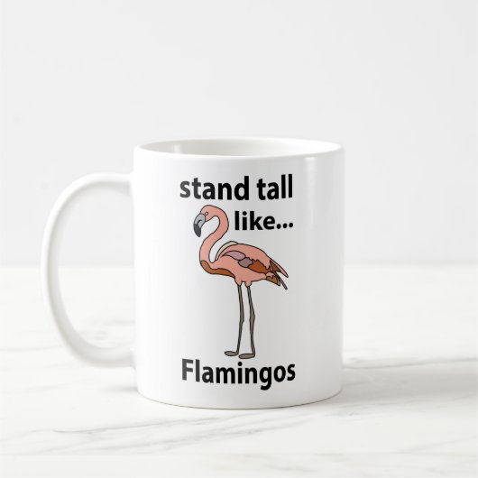 Flamingo's staan hoog als flamingo's koffiemok (Links)