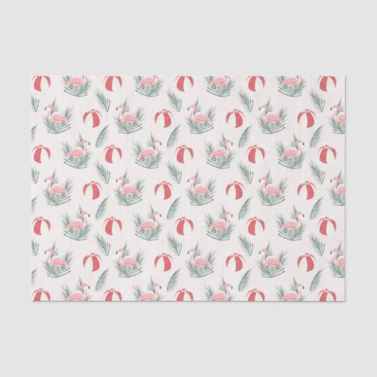 Flamingo's & Strandballen (Ontwerp 65 Roze Serie) Tissuepapier (Voorkant)