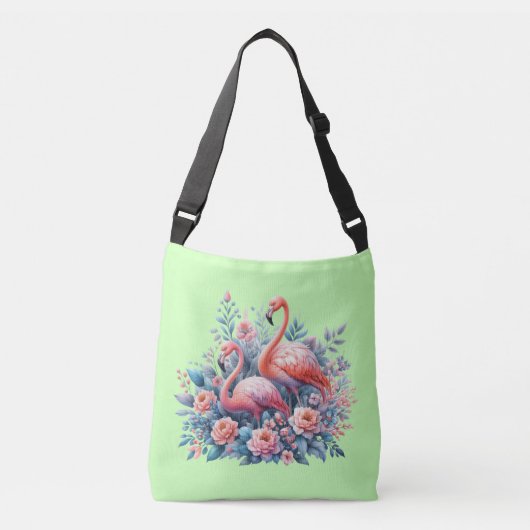 Flamingo's sublimatie crossbody tas (Voorkant)