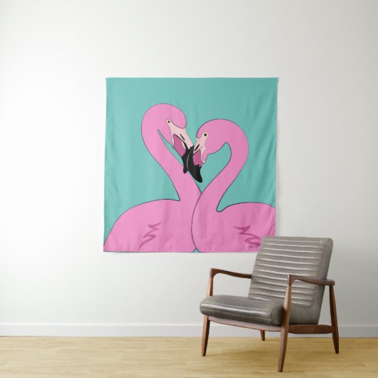 Flamingos Tapestry Wandkleed (In situ)
