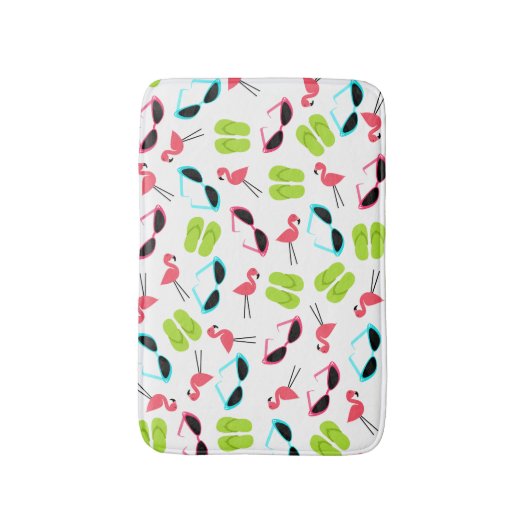Flamingos Teenslippers en zonnebrillen Bath Mat (Voorkant Verticaal)