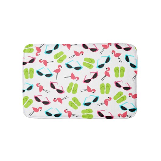 Flamingos Teenslippers en zonnebrillen Bath Mat (Voorkant)