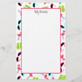 Flamingos Teenslippers en zonnebrillen Briefpapier (Voorkant)