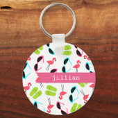 Flamingos & Teenslippers Persoonlijke Sleutelhange Sleutelhanger (Voorkant)