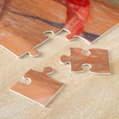 Flamingos tekent kleurrijk legpuzzel (Zijkant)