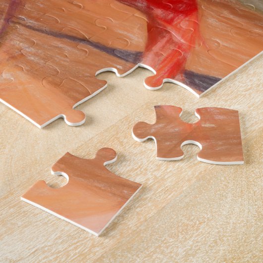 Flamingos tekent kleurrijk legpuzzel (Zijkant)