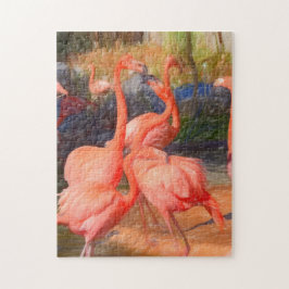Flamingos tekent kleurrijk legpuzzel