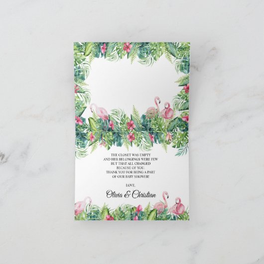 Flamingos Tropical Baby shower Dank je wel Bedankkaart (Binnen)