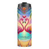 Flamingos Tropical Beach Paradise Thermosbeker (Voorkant)