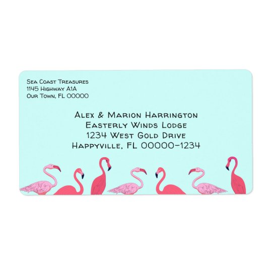 Flamingos Tropical Business Shipping Labels (Voorkant)