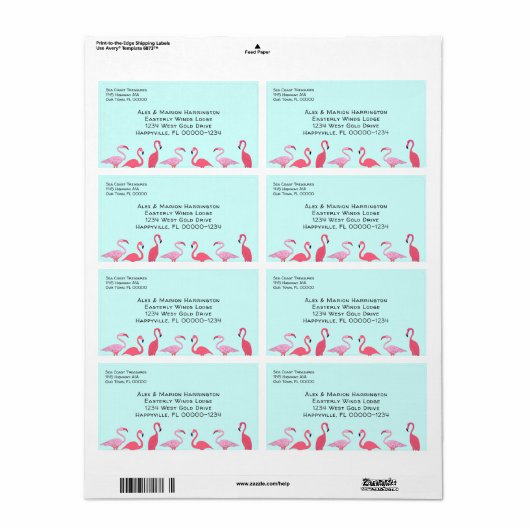 Flamingos Tropical Business Shipping Labels (Full Sheet)