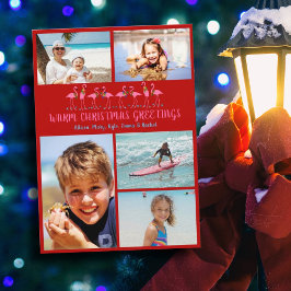 Flamingos Tropical kerstfoto-Kaart voor collage Feestdagenkaart