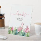 Flamingos Tropical Shower Drink Sign Reclamebord Met Voetstuk (Insitu)