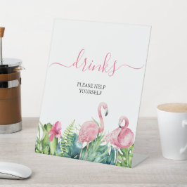 Flamingos Tropical Shower Drink Sign Reclamebord Met Voetstuk