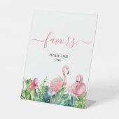 Flamingos Tropical Shower Favors Sign Reclamebord Met Voetstuk (Voorkant)