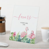 Flamingos Tropical Shower Favors Sign Reclamebord Met Voetstuk (Insitu)