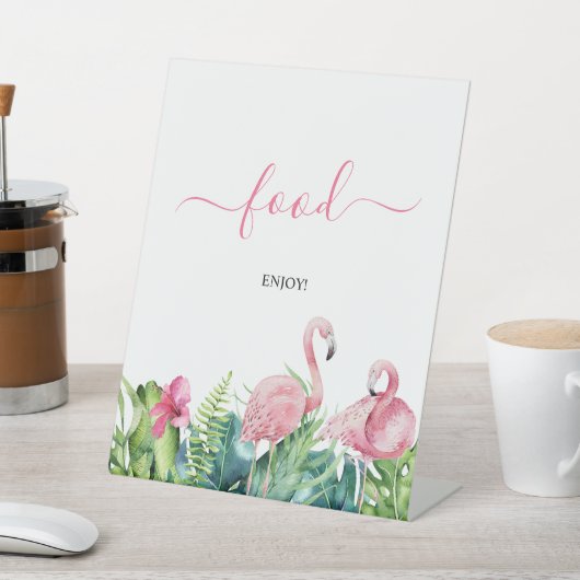 Flamingos Tropical Shower Food Sign Reclamebord Met Voetstuk (Insitu)