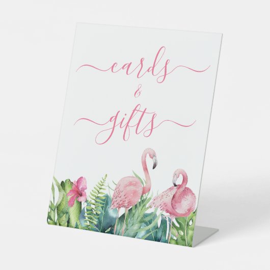 Flamingos Tropical Shower Kaarten & cadeaubord Reclamebord Met Voetstuk (Voorkant)