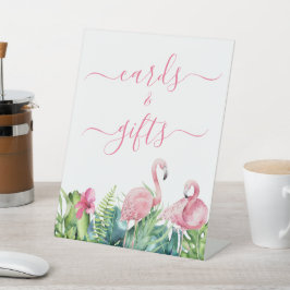 Flamingos Tropical Shower Kaarten & cadeaubord Reclamebord Met Voetstuk