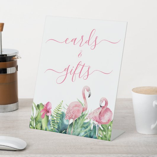 Flamingos Tropical Shower Kaarten & cadeaubord Reclamebord Met Voetstuk (Insitu)