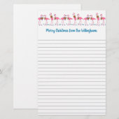 Flamingo's Tropisch Kerstbrief Gelinieerd Papier (Voorkant / Achterkant)