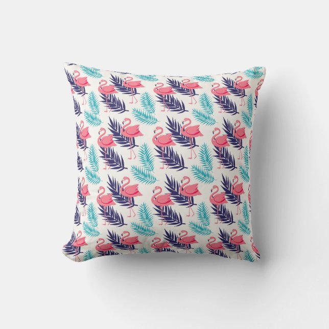 Flamingo's Tropisch Patroon Kussen (Voorkant)