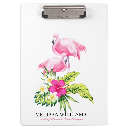 Flamingo's & Tropische Bloemen Boeket Klembord (Voorkant)