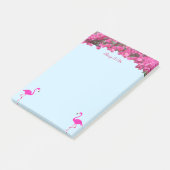 Flamingos & Tropische bloemen op lichtblauw Post-it® Notes (Schuin)