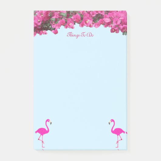 Flamingos & Tropische bloemen op lichtblauw Post-it® Notes (Voorkant)