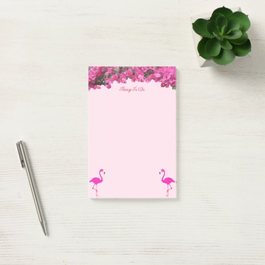 Flamingos & Tropische bloemen op Roos Gold Post-it® Notes (Kantoor)