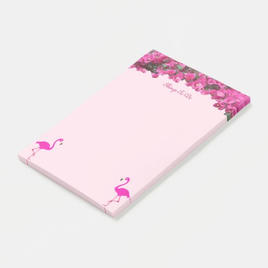 Flamingos & Tropische bloemen op Roos Gold Post-it® Notes (Schuin)