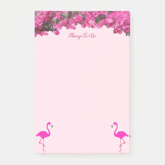 Flamingos & Tropische bloemen op Roos Gold Post-it® Notes (Voorkant)
