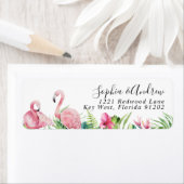 Flamingos Tropische Bloemen Retouradreslabel Etiket (Insitu)