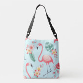 Flamingo's Tropische Bloemen Waterverf Patroon Crossbody Tas (Achterkant)