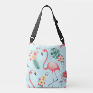 Flamingo's Tropische Bloemen Waterverf Patroon Crossbody Tas
