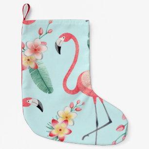 Flamingo's Tropische Bloemen Waterverf Patroon Kleine Kerstsok