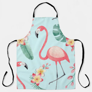 Flamingo's Tropische Bloemen Waterverf Patroon Schort