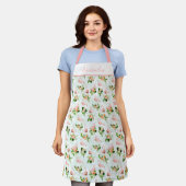 Flamingo's Tropische Bloemen Zomer Gepersonaliseer Schort (Gedragen)