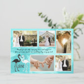 Flamingos Tropische bruiloft foto collage dank u Bedankkaart (Staand voorkant)