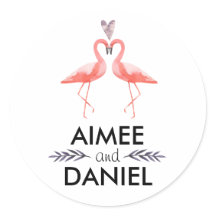 Flamingo's tropische bruiloft | Roze flamingo kuss