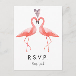 Flamingo's Tropische bruiloft RSVP briefkaart sjab